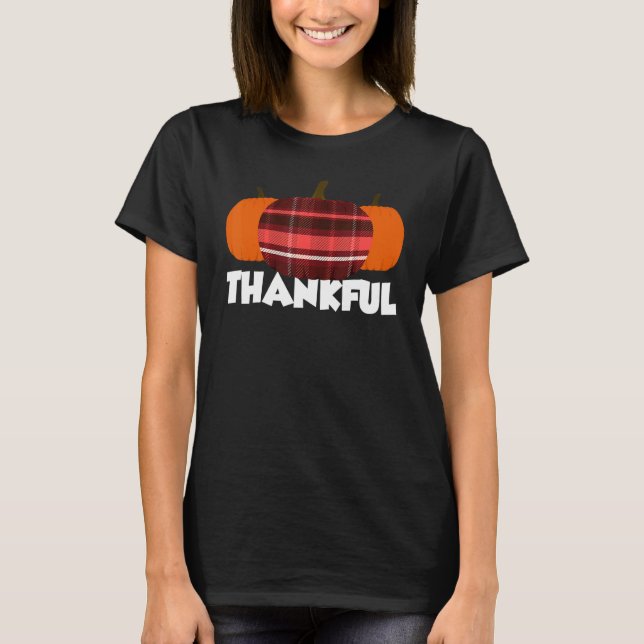 Thankful Thanksgiving Pumpkin Flannel T-Shirt (Front)