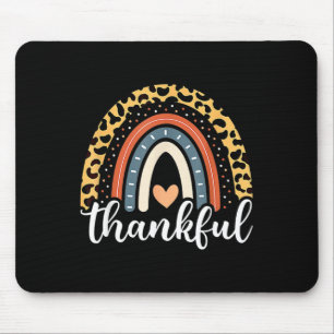 Thankful Thanksgiving Rainbow Leopard Print 2024 Mouse Pad