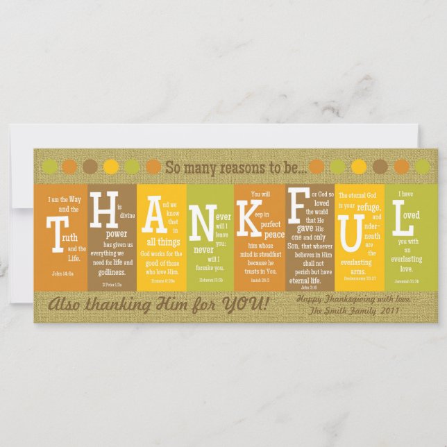 THANKFUL Thanksgiving Scripture Card-Customize It! Holiday Card (Front)
