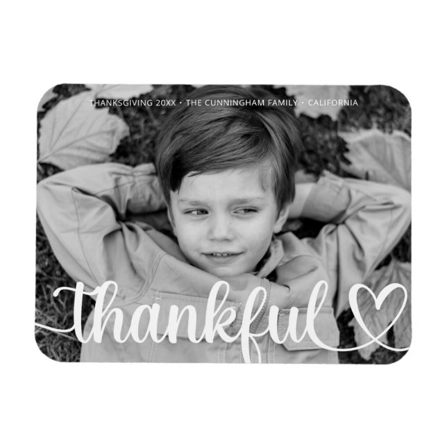 Thankful Thanksgiving Simple Family Photo Magnet (Horizontal)