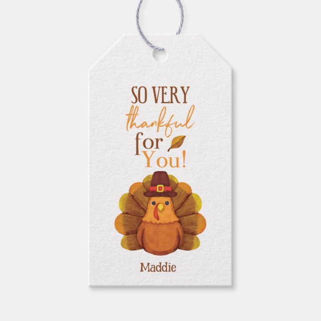 Thankful - Thanksgiving Turkey Tags (Front)