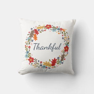 Thankful Throw Pillow Thanksgiving Home Gift