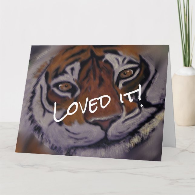 Thankful Tiger with Smile and Bright Eyes Thank You Card (Front)