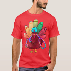 Thankful Turkey Nurse Life Cute Thanksgiving Nursi T-Shirt