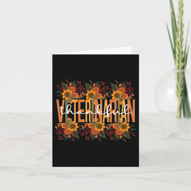 Thankful Veterinarian Thanksgiving Doctor Veterina Card (Front)