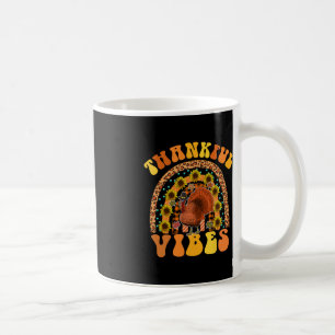 THANKFUL VIBES Rainbow Turkey Fall Retro Groovy Th Coffee Mug