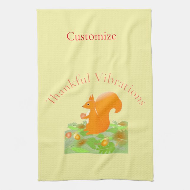 Thankful Vibes Squirrel Thunder_Cove Kitchen Towel (Vertical)