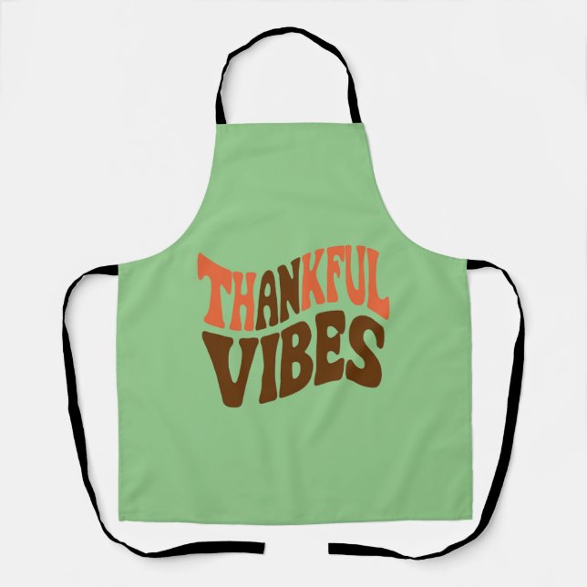 Thankful Vibes Thanksgiving Vintage Thankful  Apron (Front)