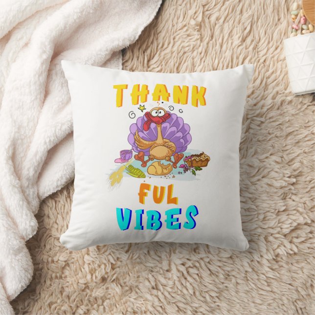 Thankful Vibes Throw Pillow (Blanket)