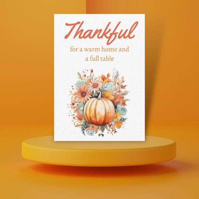 thankful watercolor pumpkin thanksgiving budget card (Creator Uploaded)