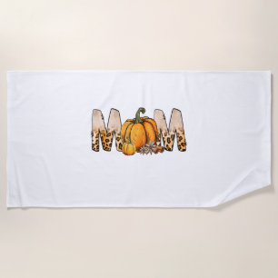 Thankgiving Mom Pumpkin Leopart Beach Towel