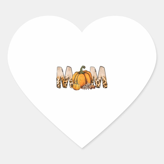 Thankgiving Mom Pumpkin Leopart Heart Sticker (Front)