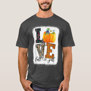 Thankgiving Pumpkin Leopard Print Fall Love Fall T-Shirt