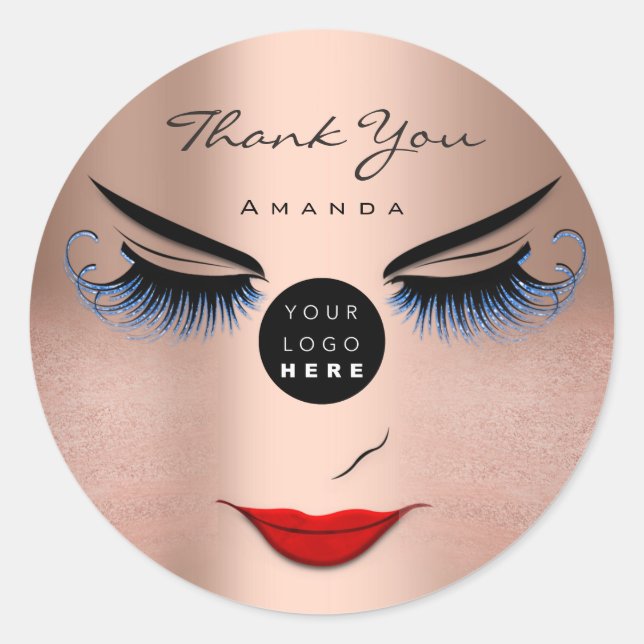 ThankName Eyelash Sweet 16th Rose Logo Qr Code Classic Round Sticker (Front)