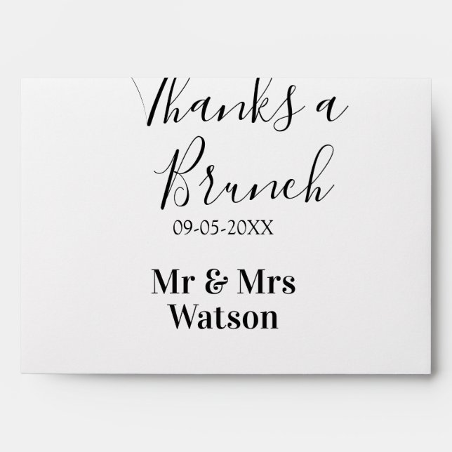 Thanks a brunch post wedding name date simple  envelope (Front)