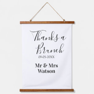 Thanks a brunch post wedding name date simple  hanging tapestry