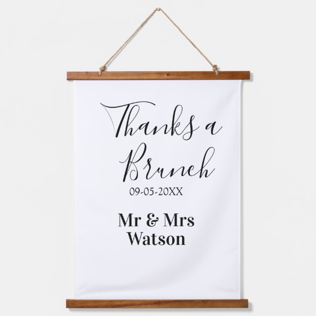 Thanks a brunch post wedding name date simple  hanging tapestry (Front)