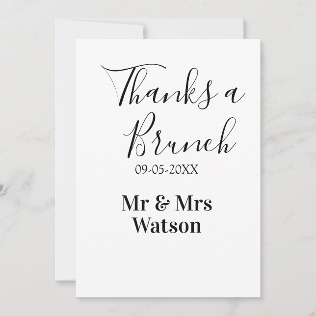 Thanks a brunch post wedding name date simple  invitation (Front)