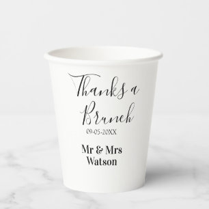 Thanks a brunch post wedding name date simple  paper cups