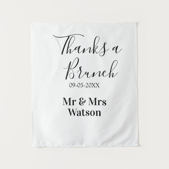Thanks a brunch post wedding name date simple  tapestry (Front)