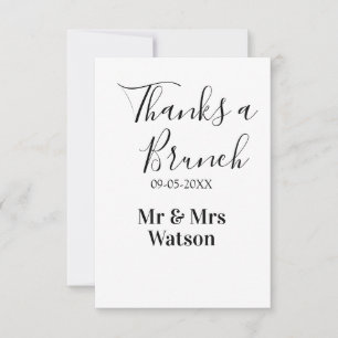 Thanks a brunch post wedding name date simple  thank you card