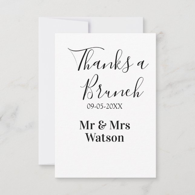 Thanks a brunch post wedding name date simple  thank you card (Front)