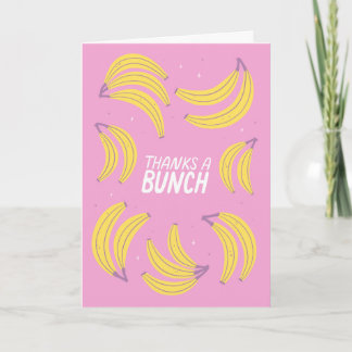 Thanks a Bunch Cute Bananas Bold Pink Yellow Card