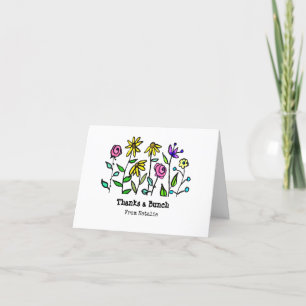 Thanks a Bunch Cute Personalized Retro Floral Thank You Card