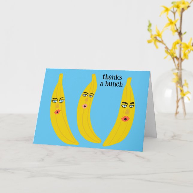 THANKS A BUNCH Funny Bananas Thank you Cute Card (Yellow Flower)