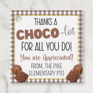 Thanks a Choco-Lot For All You Do Appreciation Favour Tags