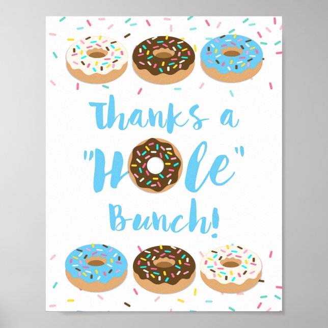 Thanks a Hole Bunch Blue Doughnut Favour Sign (Front)