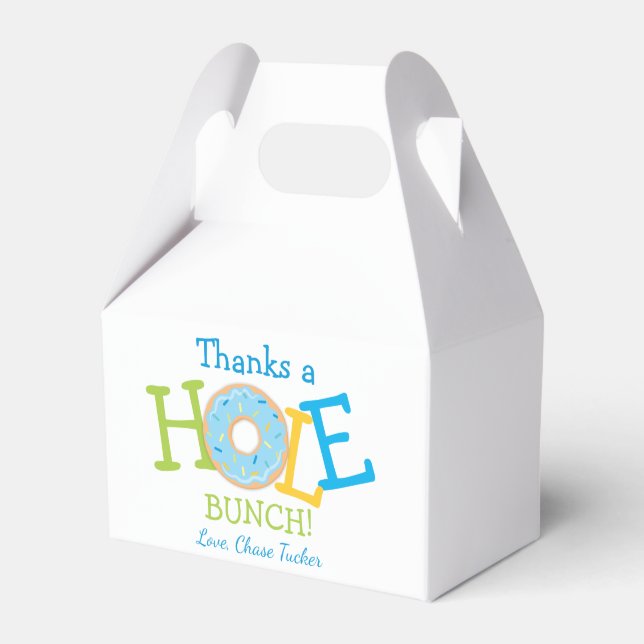 Thanks a Hole Bunch Boy Doughnut Birthday Party Favor Box (Front Side)