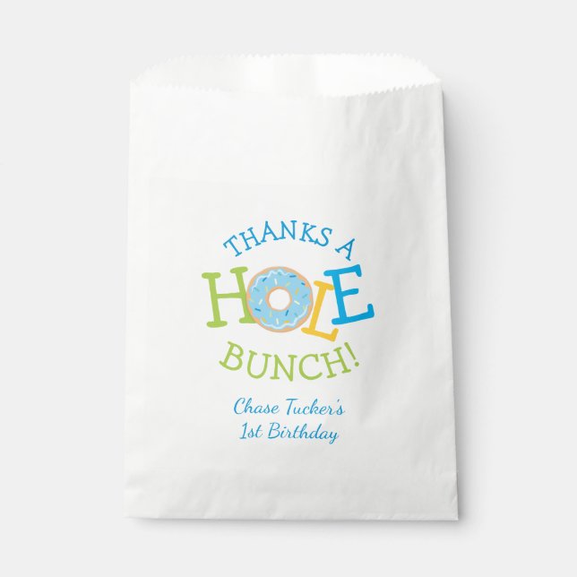 Thanks a Hole Bunch Doughnut Boy Birthday Favour Bag (Front)