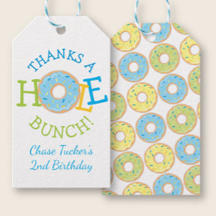 Thanks a Hole Bunch Doughnut Boy Birthday Party Fa Gift Tags
