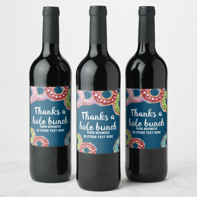 Thanks a hole bunch doughnut personalized wine label (Bottles)
