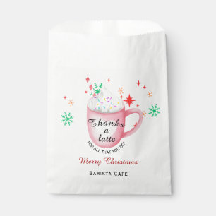 Thanks a latte Christmas coffee shop logo Favour Bag