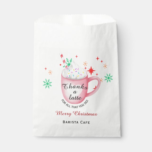 Thanks a latte Christmas coffee shop logo Favour Bag (Front)