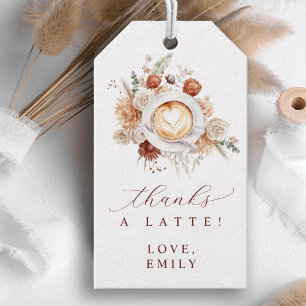 Thanks a Latte Coffee Themed Bridal Shower Favour Gift Tags