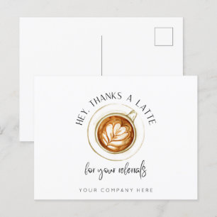 Thanks a Latte for Referrals Real Estate Postcard
