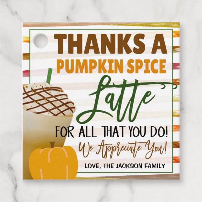 Thanks A Latte Gift Tag (Front)