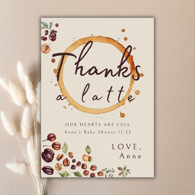 Thanks A Latte Rustic Coffee Theme Baby Shower Thank You Card (Creator Uploaded)