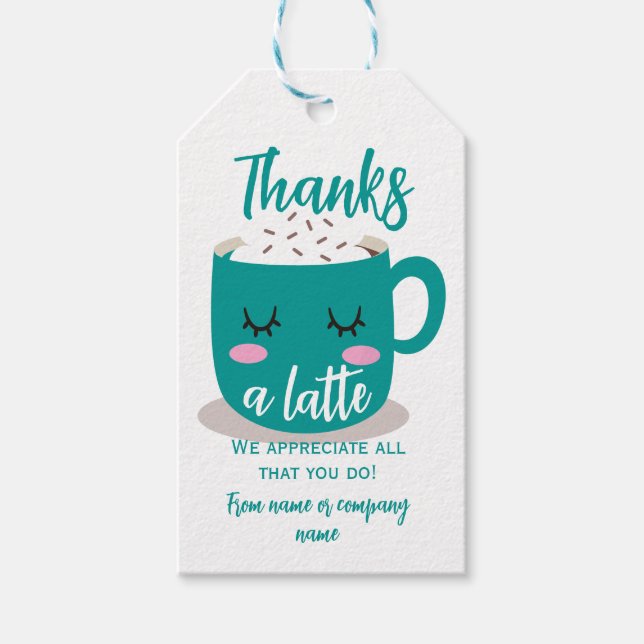 Thanks A Latte Thank You Gift Tags (Front)