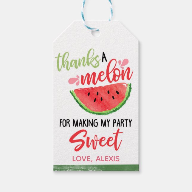 Thanks A Melon Watermelon Favour Tag - Red (Front)