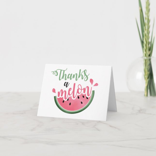 Thanks a Melon Watermelon first birthday Thank You Card (Front)