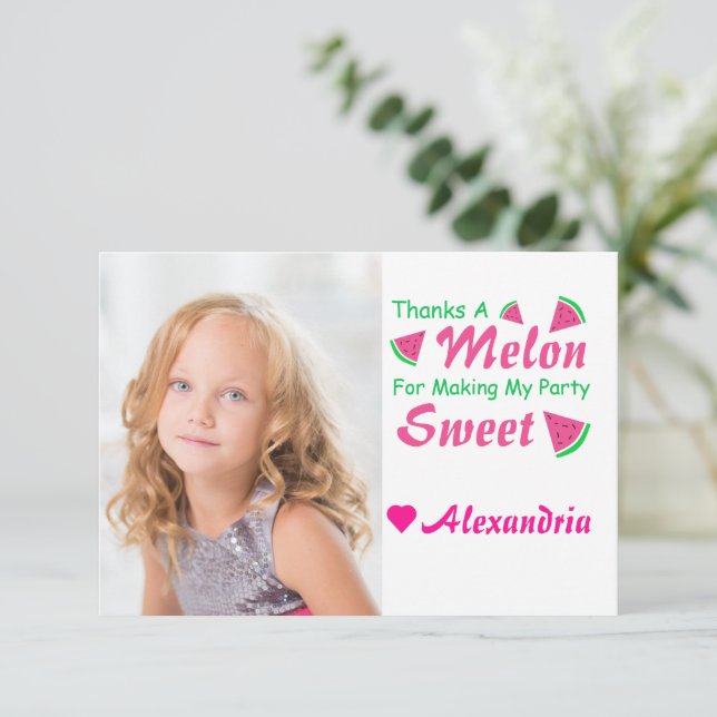 Thanks A Melon Watermelon Thank You Card (Standing Front)