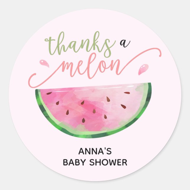 Thanks a Melon Watermelon thank you sticker (Front)
