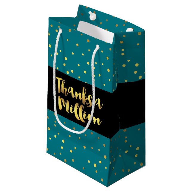 Thanks a Million Glitter Gold Small Gift Bag (Front Angled)