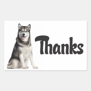 Thanks Alaskan Malamute Puppy Dog Greeting Sticker