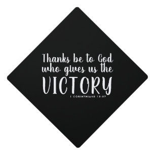Thanks and Victory Scripture Graduation Graduation Cap Topper