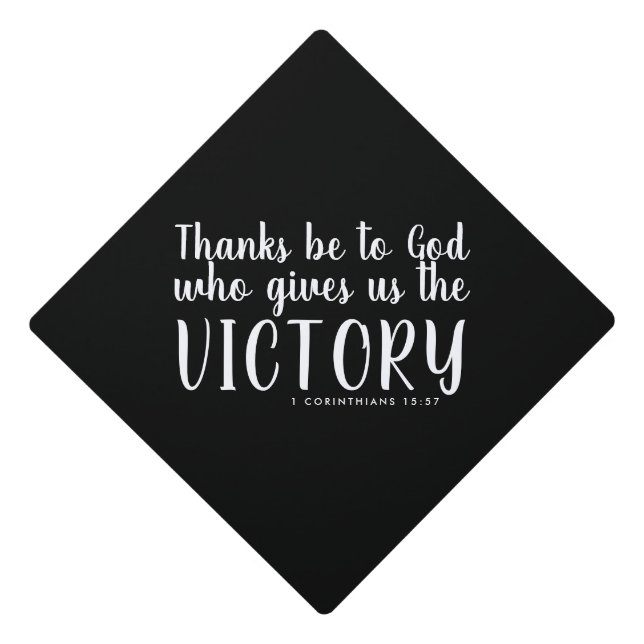 Thanks and Victory Scripture Graduation Graduation Cap Topper (Front)